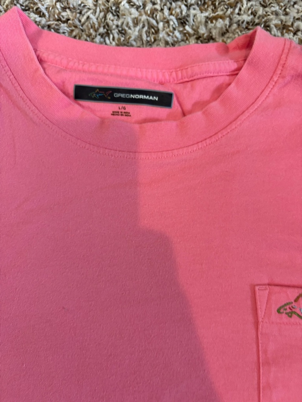 Greg Norman Men's Pink Pocket T-Shirt- Large - Picture 7 of 9